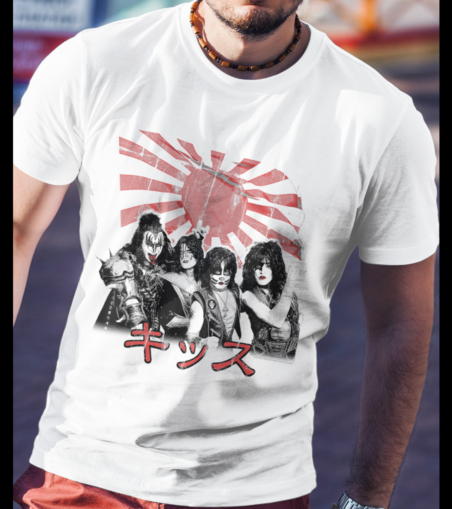 KISS Rising Sun Band Red Sunburst T-Shirt