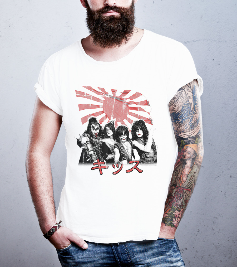 KISS Rising Sun Band Red Sunburst T-Shirt