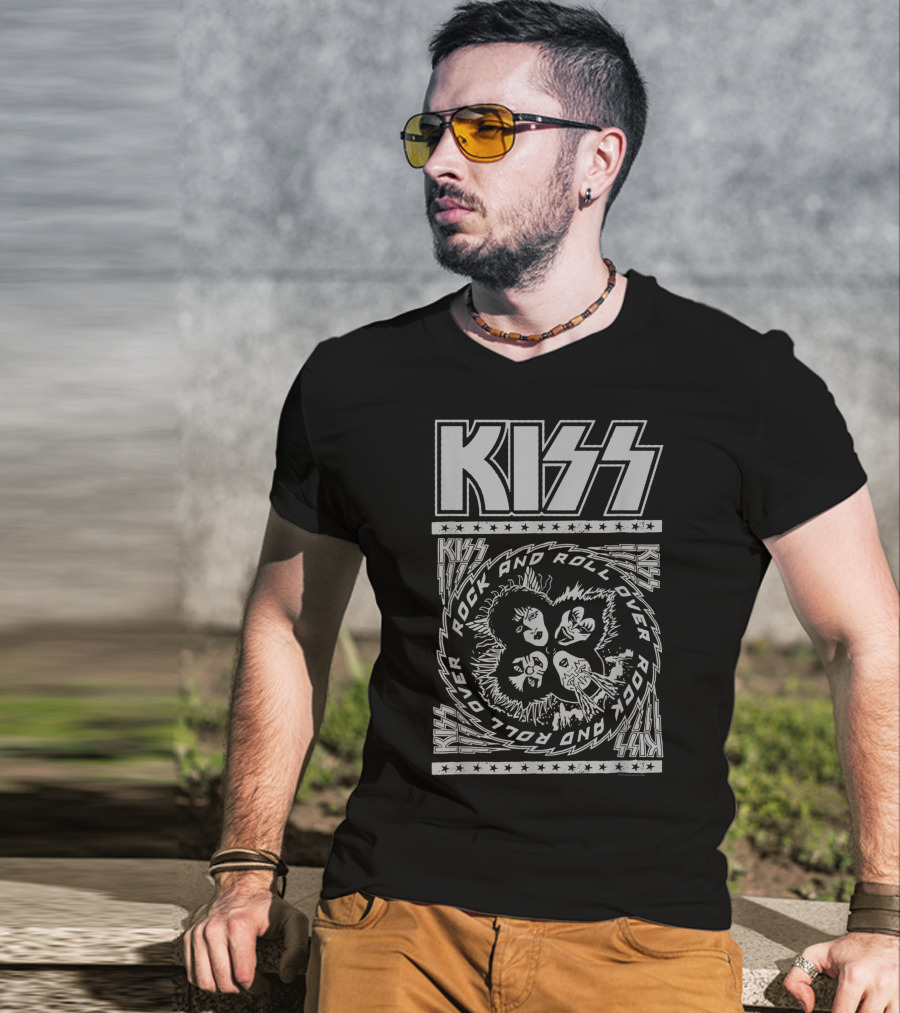 KISS Rock And Roll Over Iconic Band Members Spiral T-Shirt