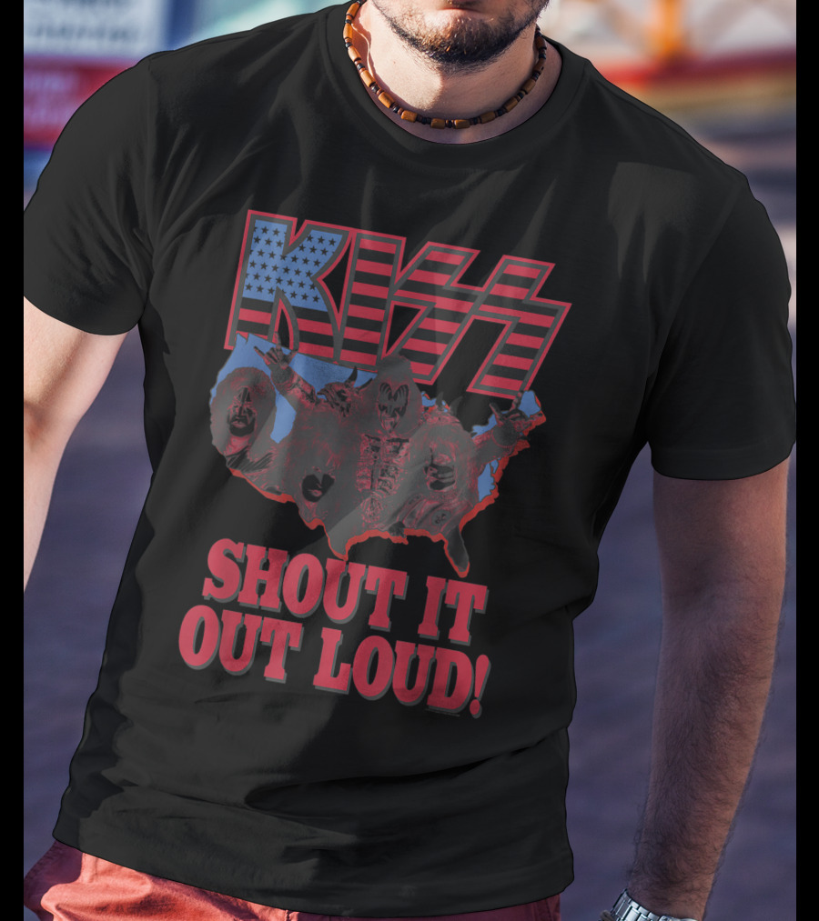 KISS Shout It Out Loud USA Band Members Map T-Shirt