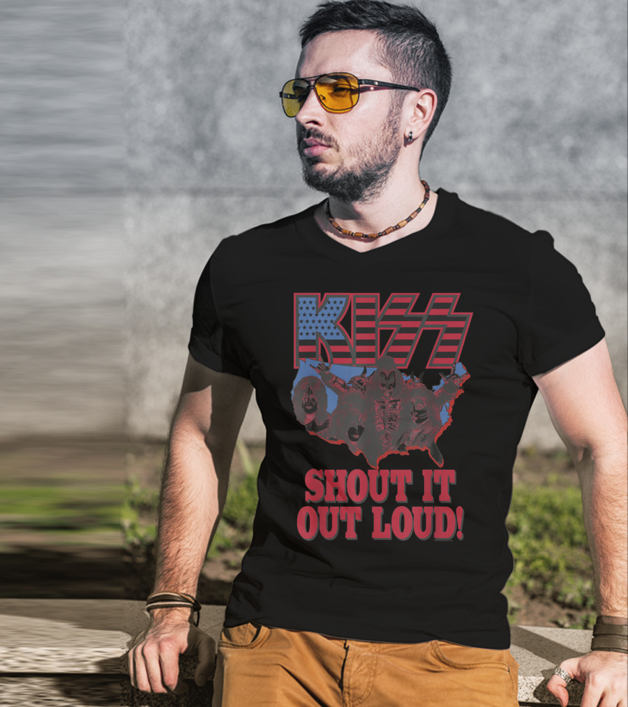 KISS Shout It Out Loud USA Band Members Map T-Shirt