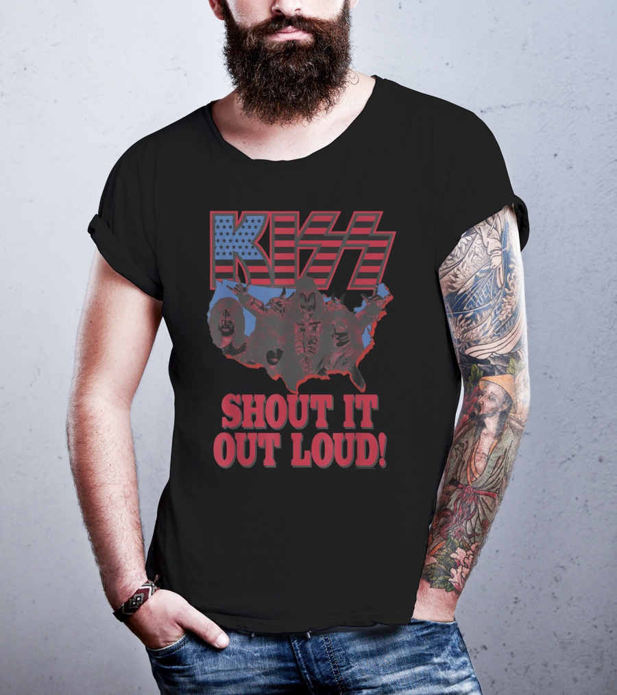 KISS Shout It Out Loud USA Band Members Map T-Shirt