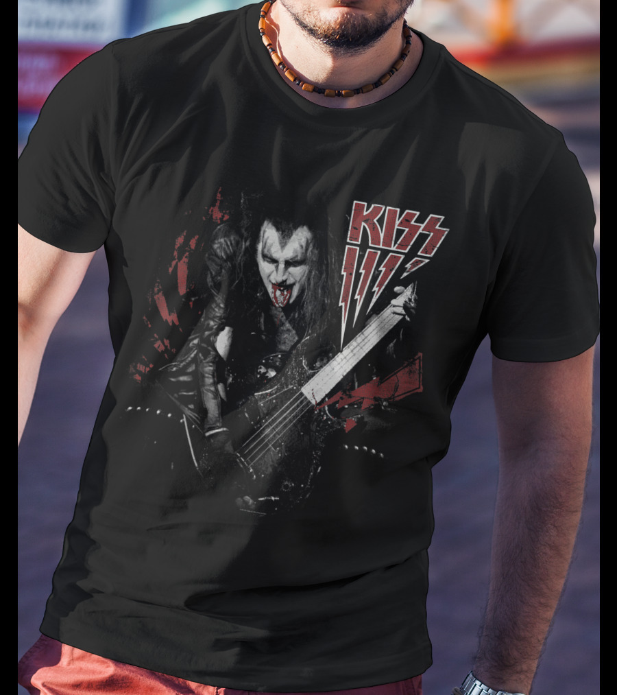 KISS Simmons Rock Icon Bass Guitar Demon Makeup T-Shirt