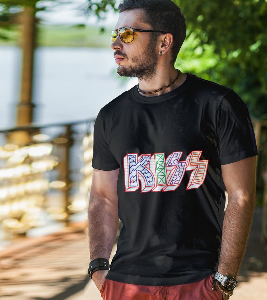 KISS Colorful Sketch Pattern Notebook T-Shirt