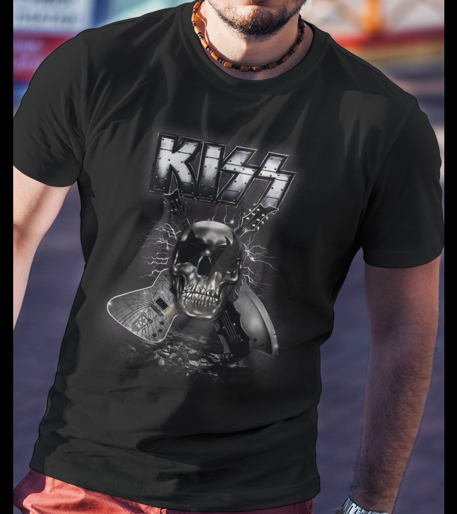 KISS Skull With Guitars And Lightning T-Shirt