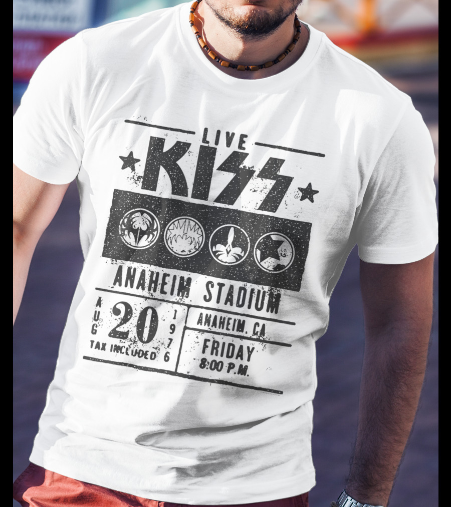 LIVE KISS Anaheim Stadium August 20 1976 Friday 8:00 PM T-Shirt