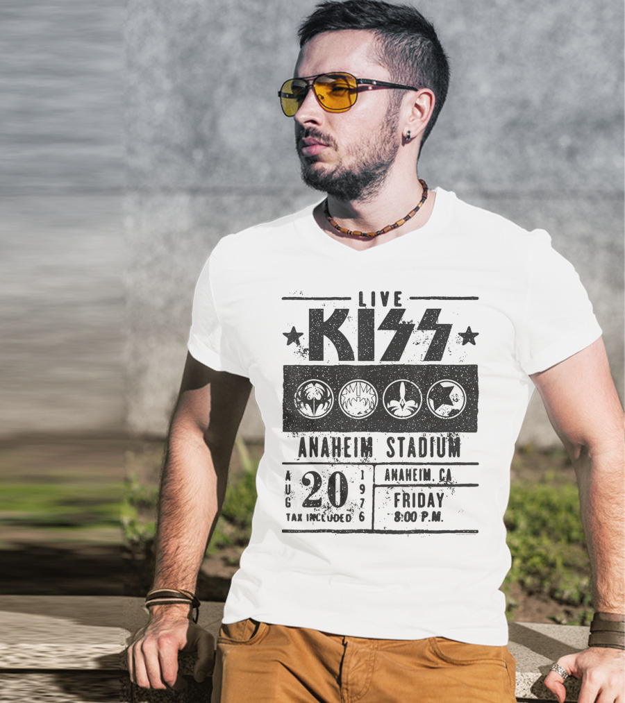 LIVE KISS Anaheim Stadium August 20 1976 Friday 8:00 PM T-Shirt