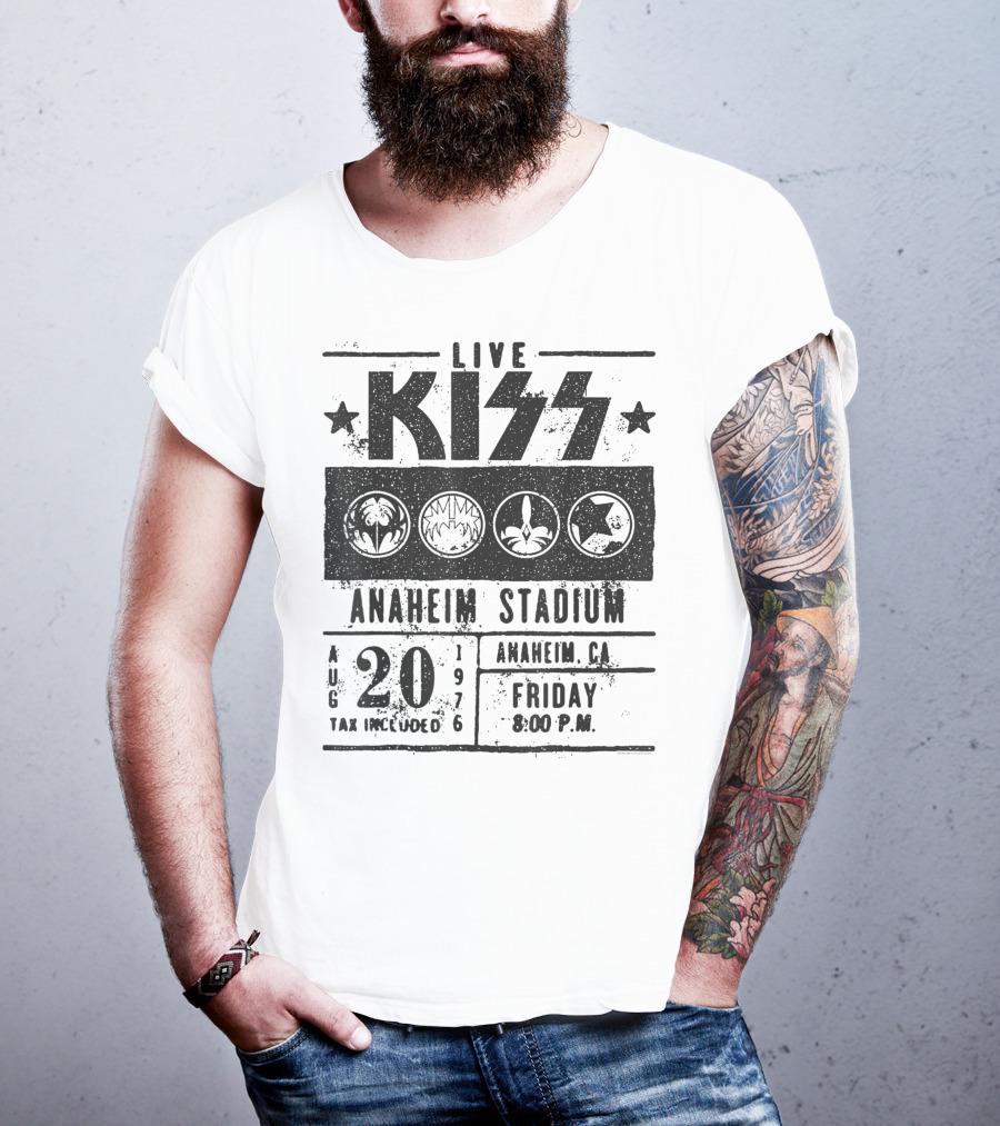 LIVE KISS Anaheim Stadium August 20 1976 Friday 8:00 PM T-Shirt