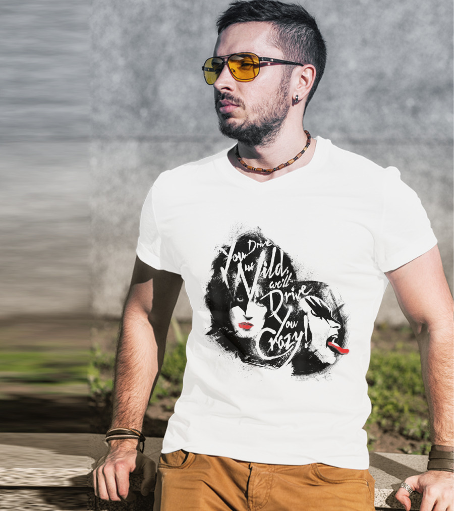 KISS You Drive Us Wild Crazy Faces Red Lips T-Shirt
