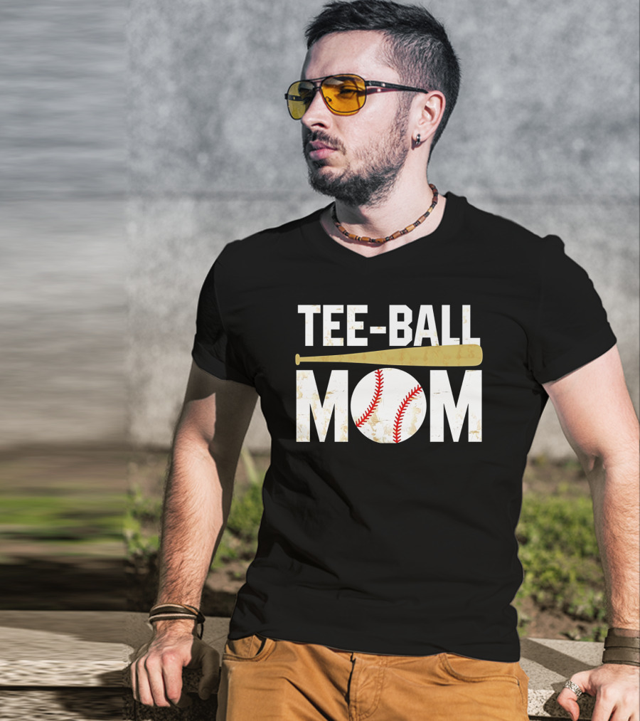 Tee-Ball Mom Baseball Softball Mama Tball Supporter T-Shirt