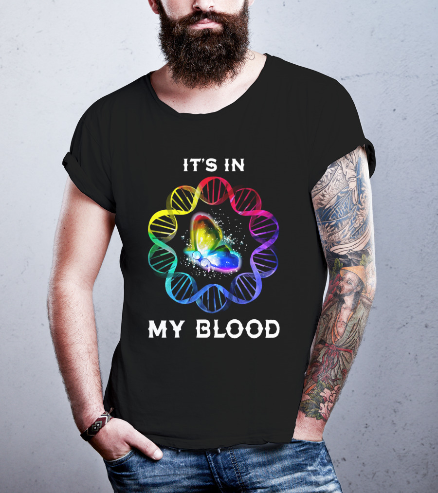 It's In My Blood DNA Rainbow Butterfly T-Shirt