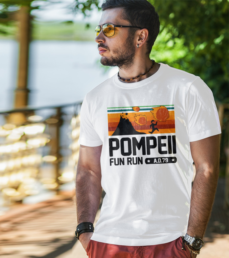 Pompeii Fun Run A.D.79 Volcanic Eruption Escape Retro Adventure T-Shirt