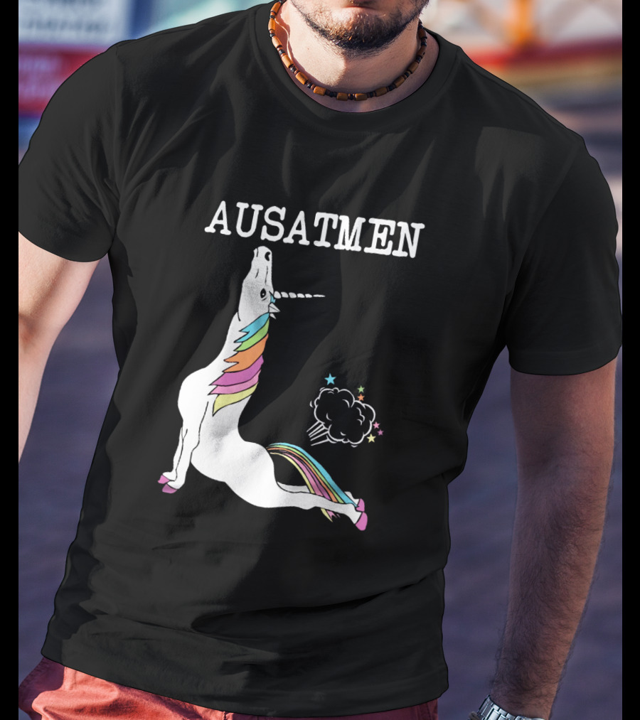 Ausatmen Unicorn Rainbow Cloud Stars T-Shirt
