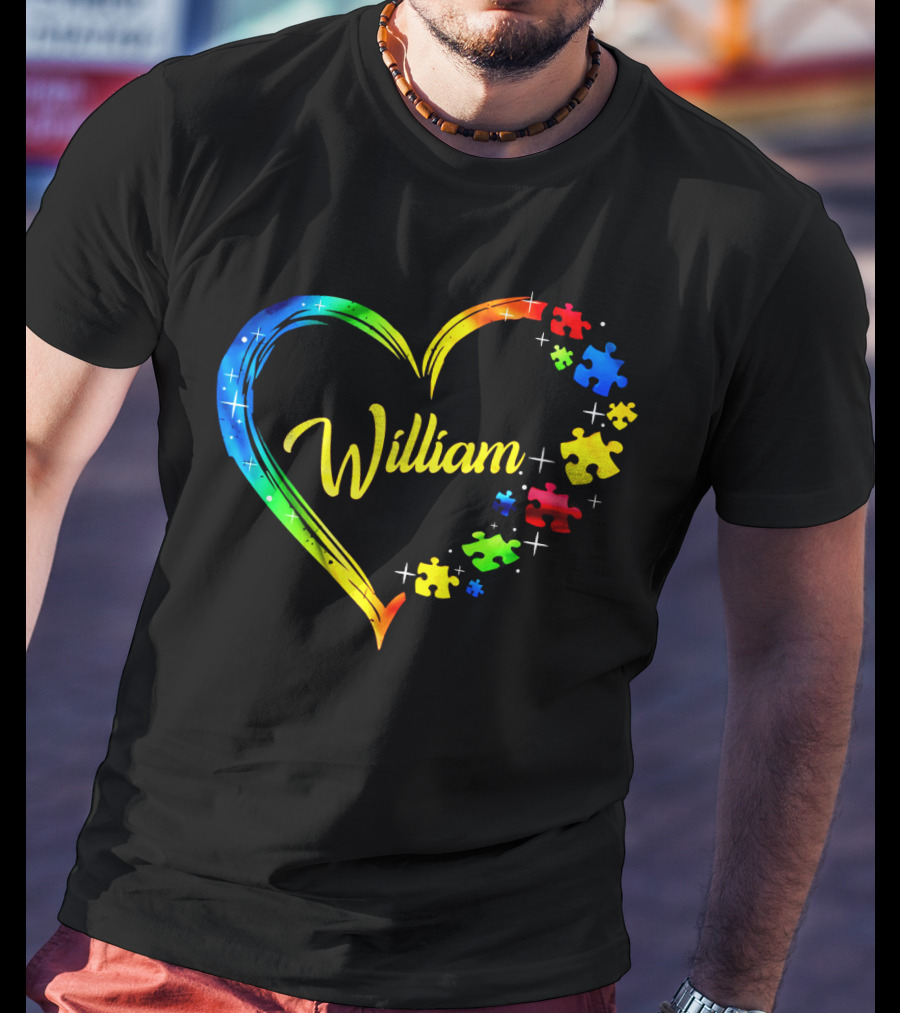 William Autism Puzzle Heart Rainbow Puzzles T-Shirt