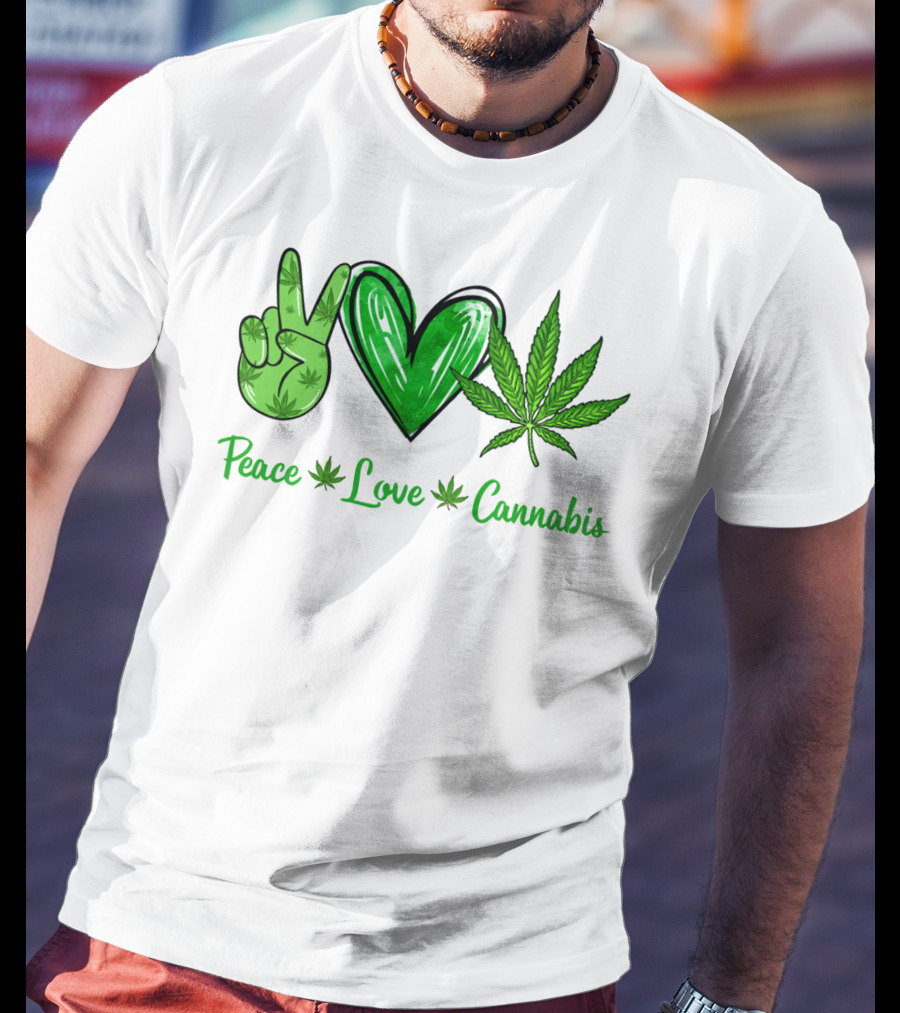 Peace Love Cannabis Green Symbols T-Shirt