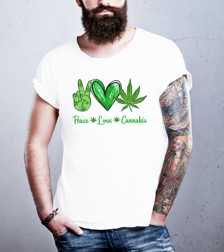 Peace Love Cannabis Green Symbols T-Shirt