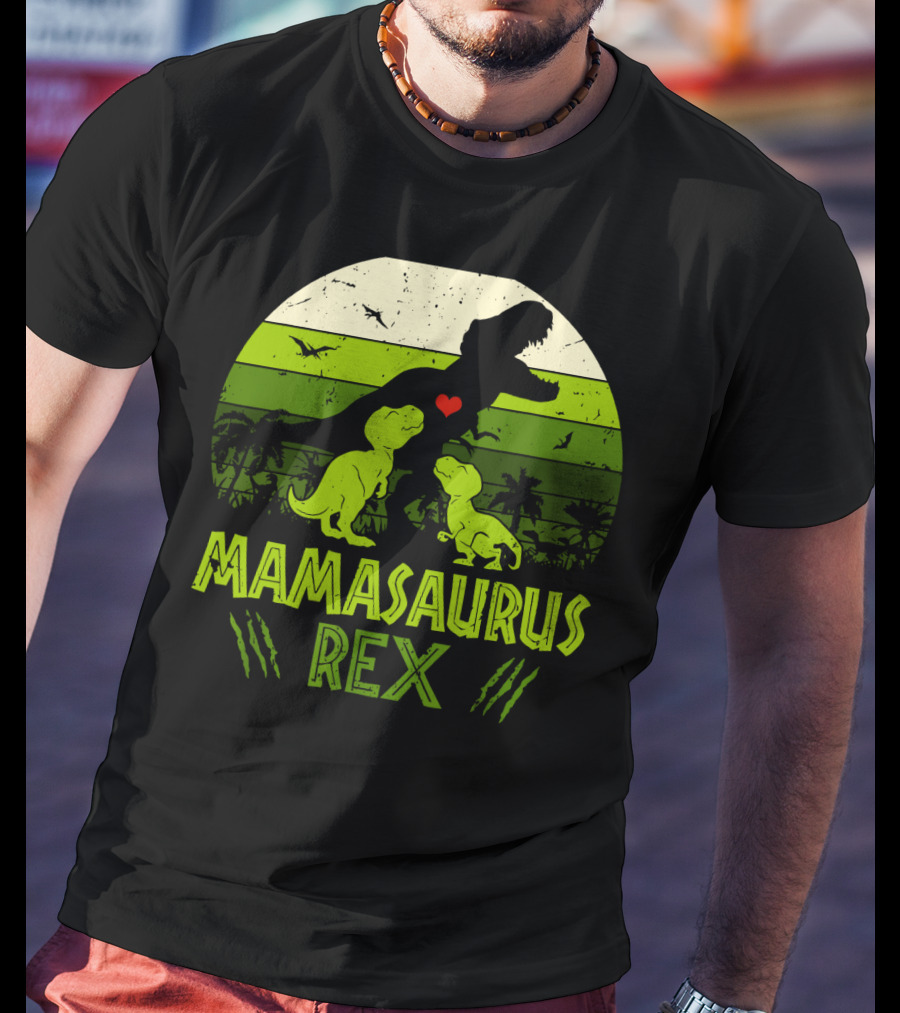 Vintage Retro Mamasaurus Rex Dinosaur Lover 2 Kids T-Shirt
