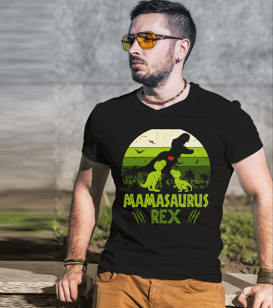 Vintage Retro Mamasaurus Rex Dinosaur Lover 2 Kids T-Shirt