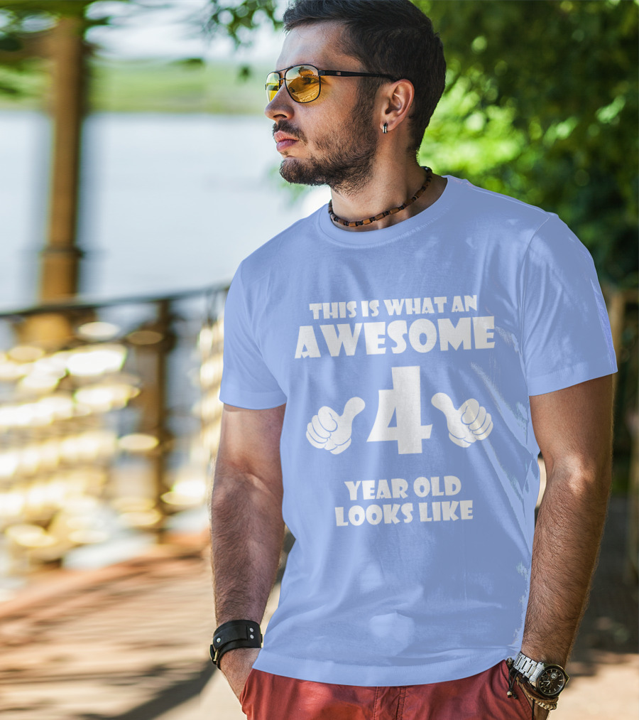 This Is What An Awesome 4 Year Old Looks Like Thumbs Up T-Shirt