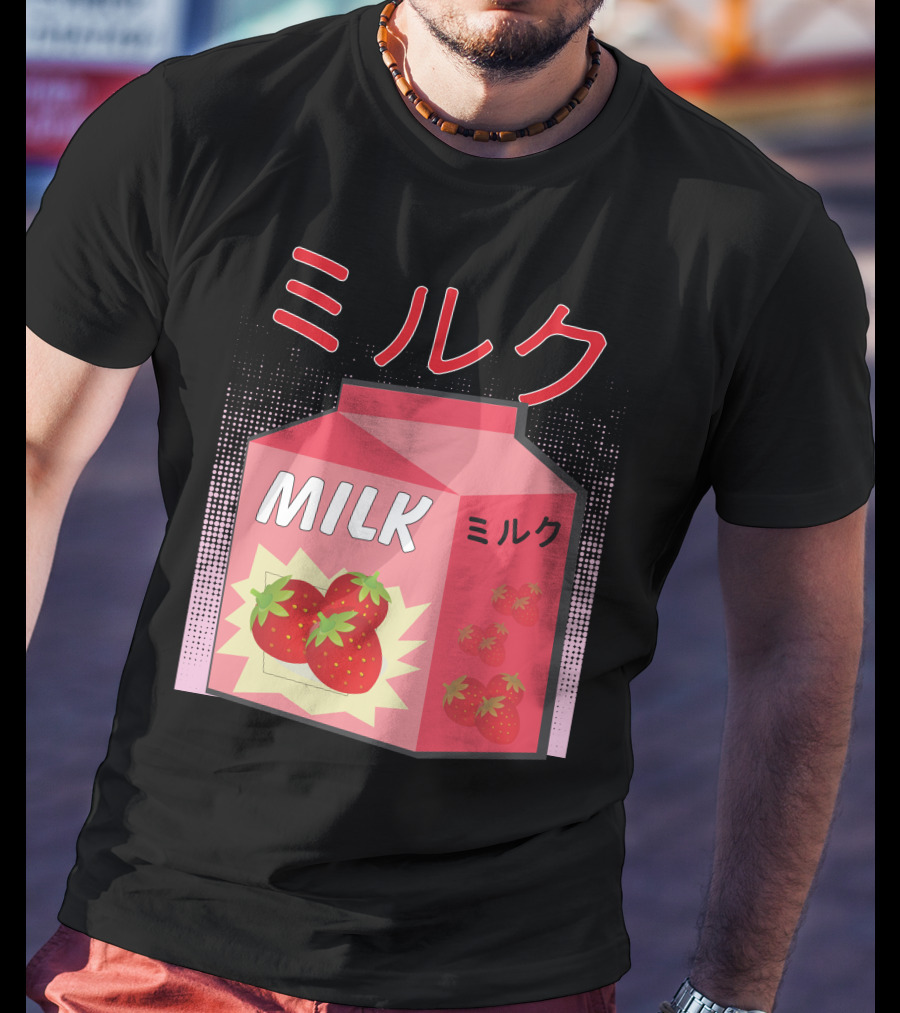Japanese Otaku Anime Milk Strawberry Milkshake T-Shirt