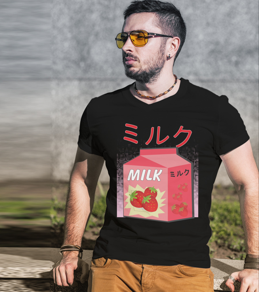 Japanese Otaku Anime Milk Strawberry Milkshake T-Shirt