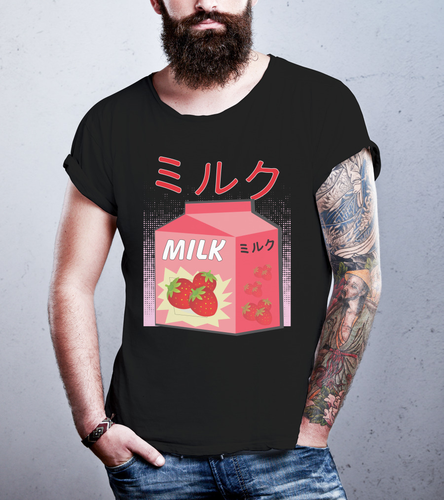 Japanese Otaku Anime Milk Strawberry Milkshake T-Shirt