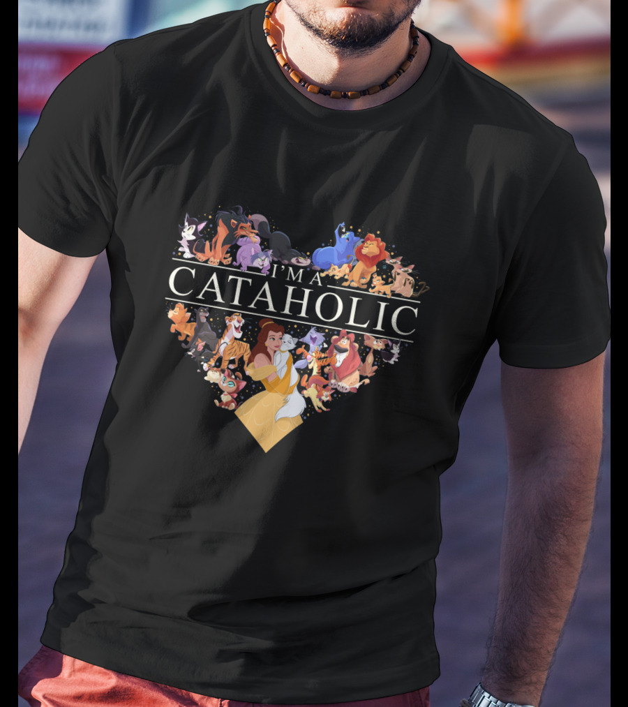I'm A Cataholic With Heartful Disney Cats T-Shirt