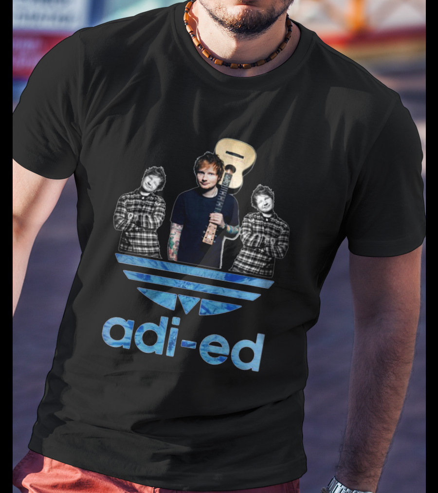 Adi-Ed Sheeran Trio With Guitar And Blue Stripes T-Shirt