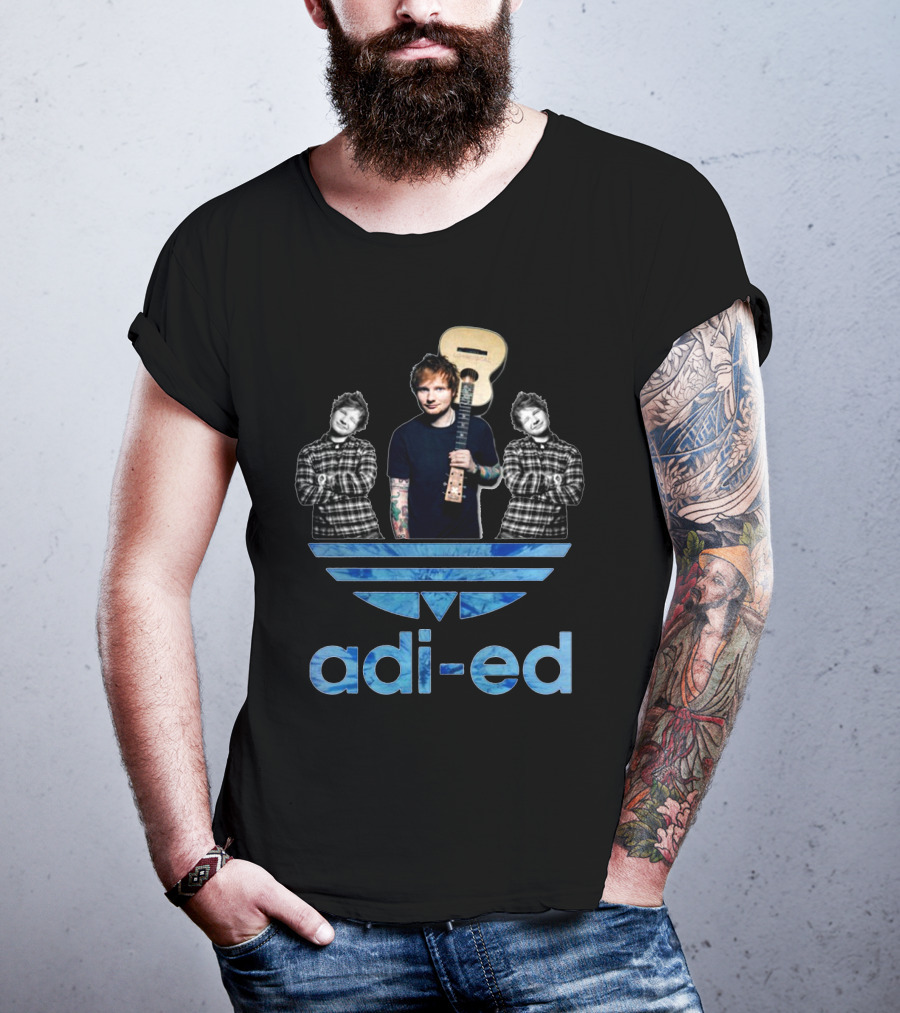 Adi-Ed Sheeran Trio With Guitar And Blue Stripes T-Shirt