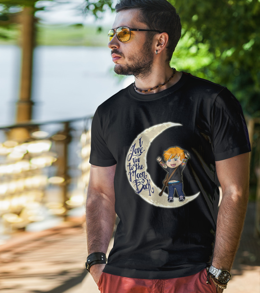 I Love You To The Moon And Back - Cartoon Guitar Character T-Shirt