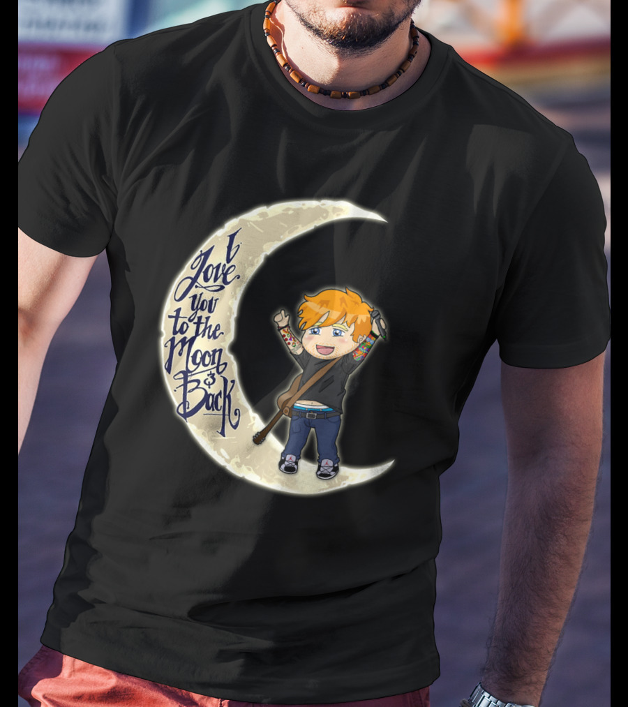 I Love You To The Moon And Back - Cartoon Guitar Character T-Shirt