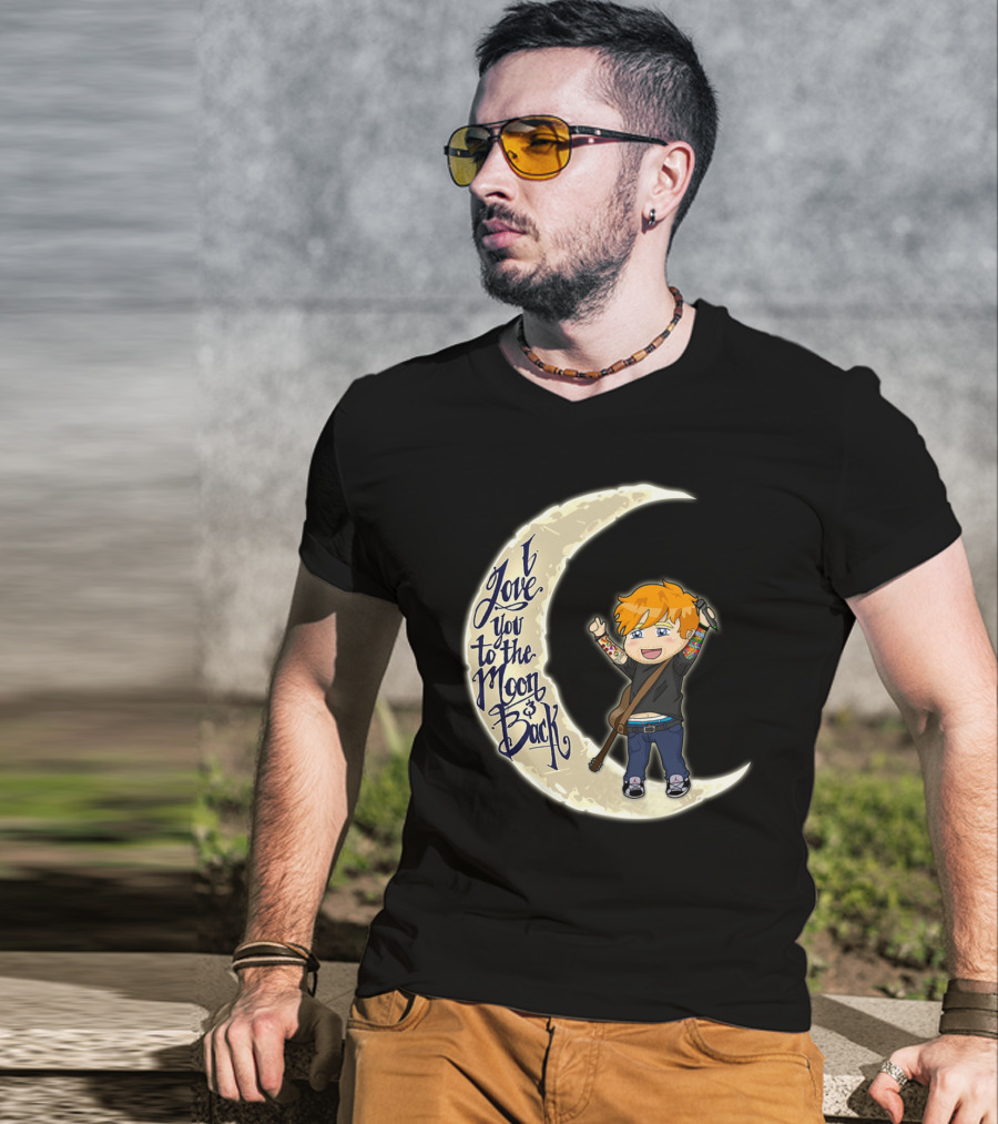 I Love You To The Moon And Back - Cartoon Guitar Character T-Shirt