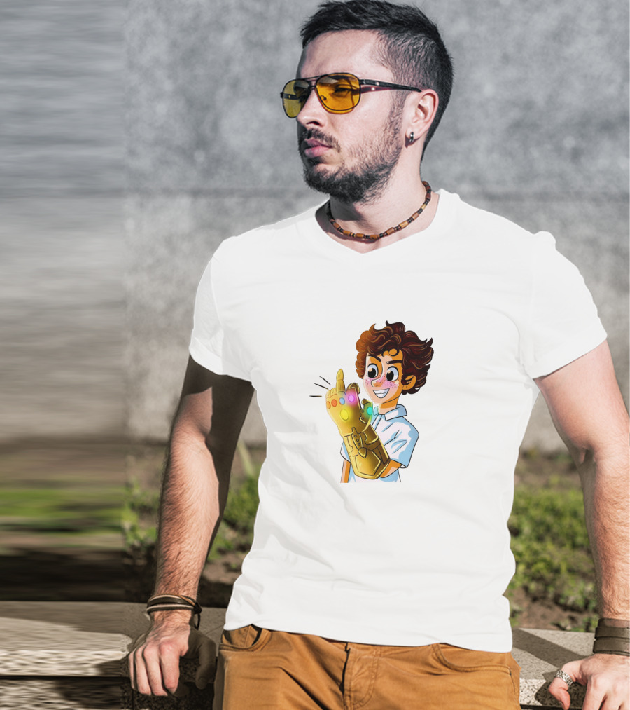 Jack Dylan Grazer Cartoon Character Wearing Infinity Gauntlet T-Shirt
