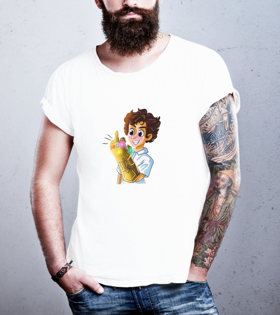 Jack Dylan Grazer Cartoon Character Wearing Infinity Gauntlet T-Shirt