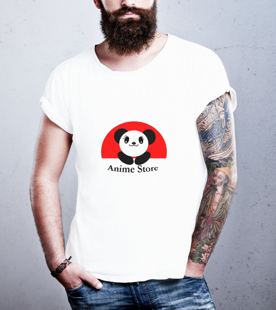 Anime Store Panda Logo Japan Sun Circle T-Shirt