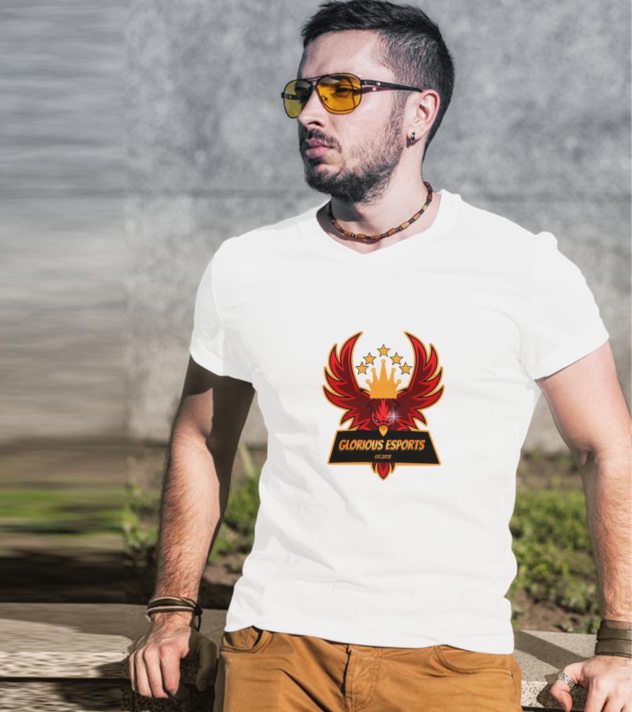 Glorious Esports Est.2012 Crowned Red Phoenix With Stars T-Shirt