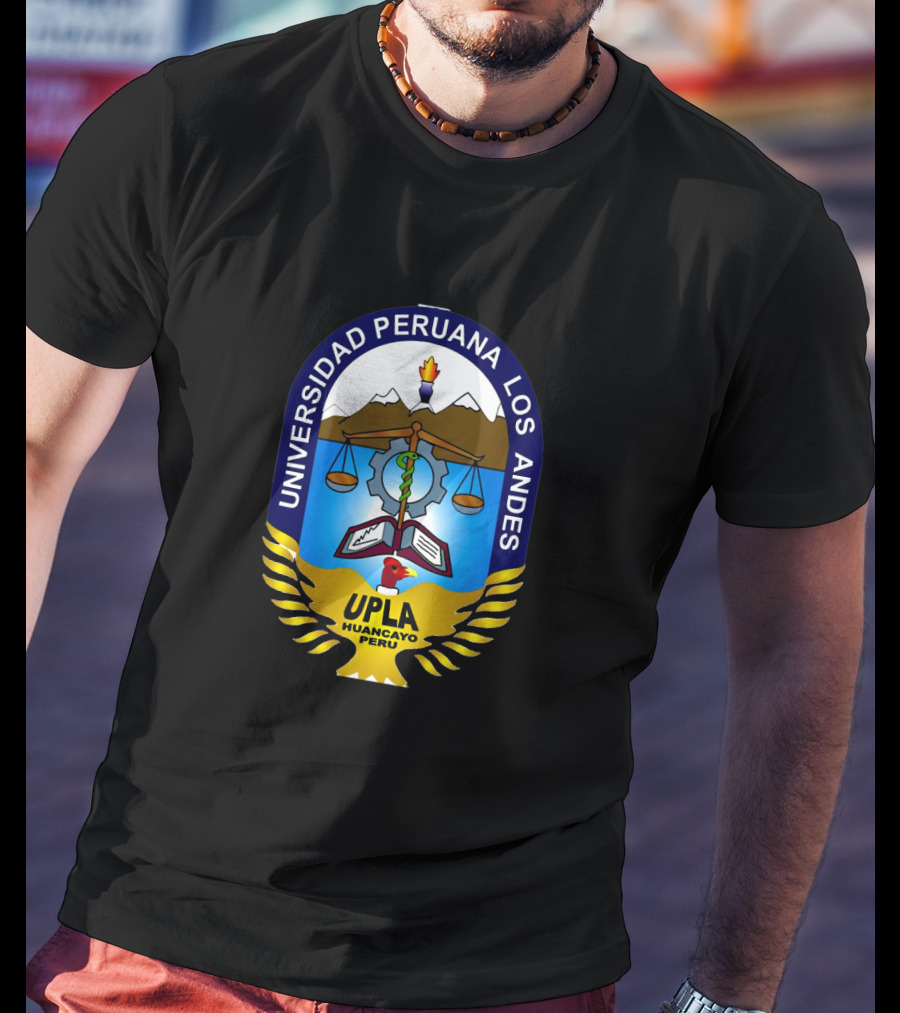 Universidad Peruana Los Andes UPLA Huancayo Peru Crest With Scales And Mountains T-Shirt
