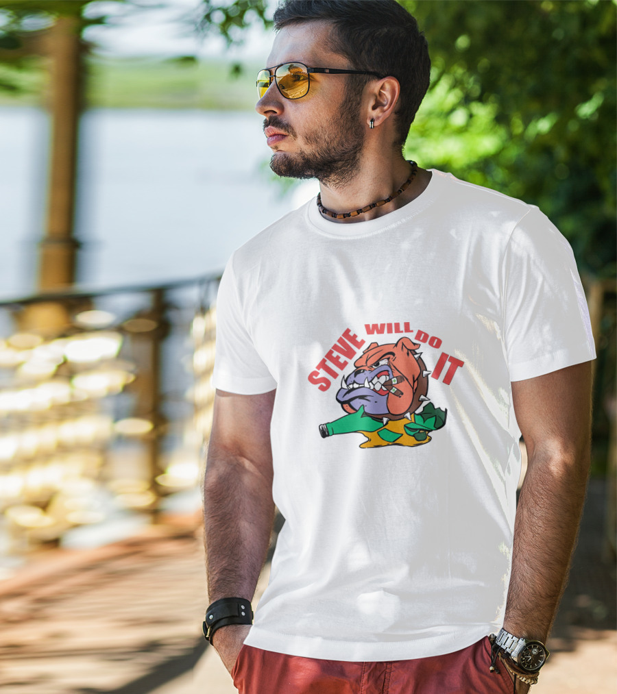 STEVE WILL DO IT Angry Alligator With Broken Bottle T-Shirt