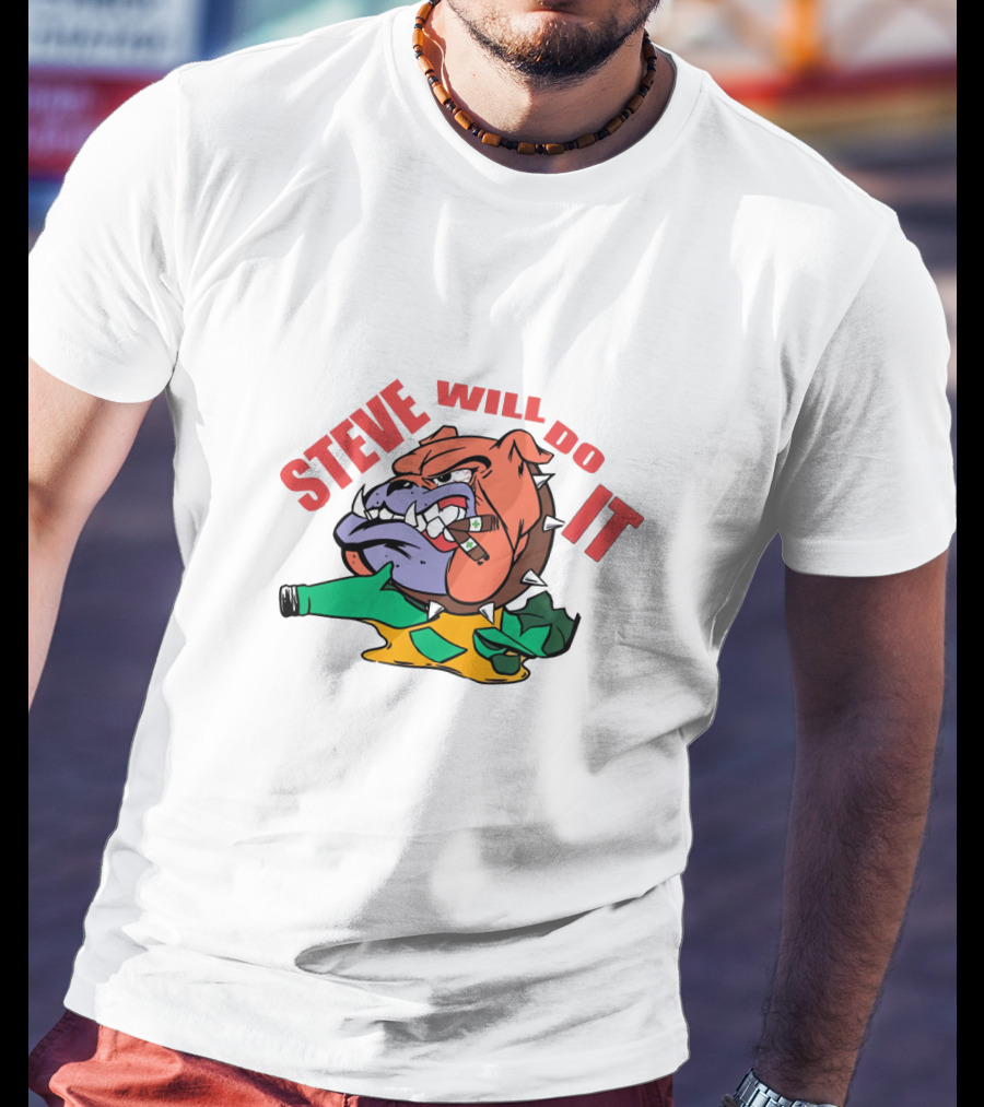 STEVE WILL DO IT Angry Alligator With Broken Bottle T-Shirt