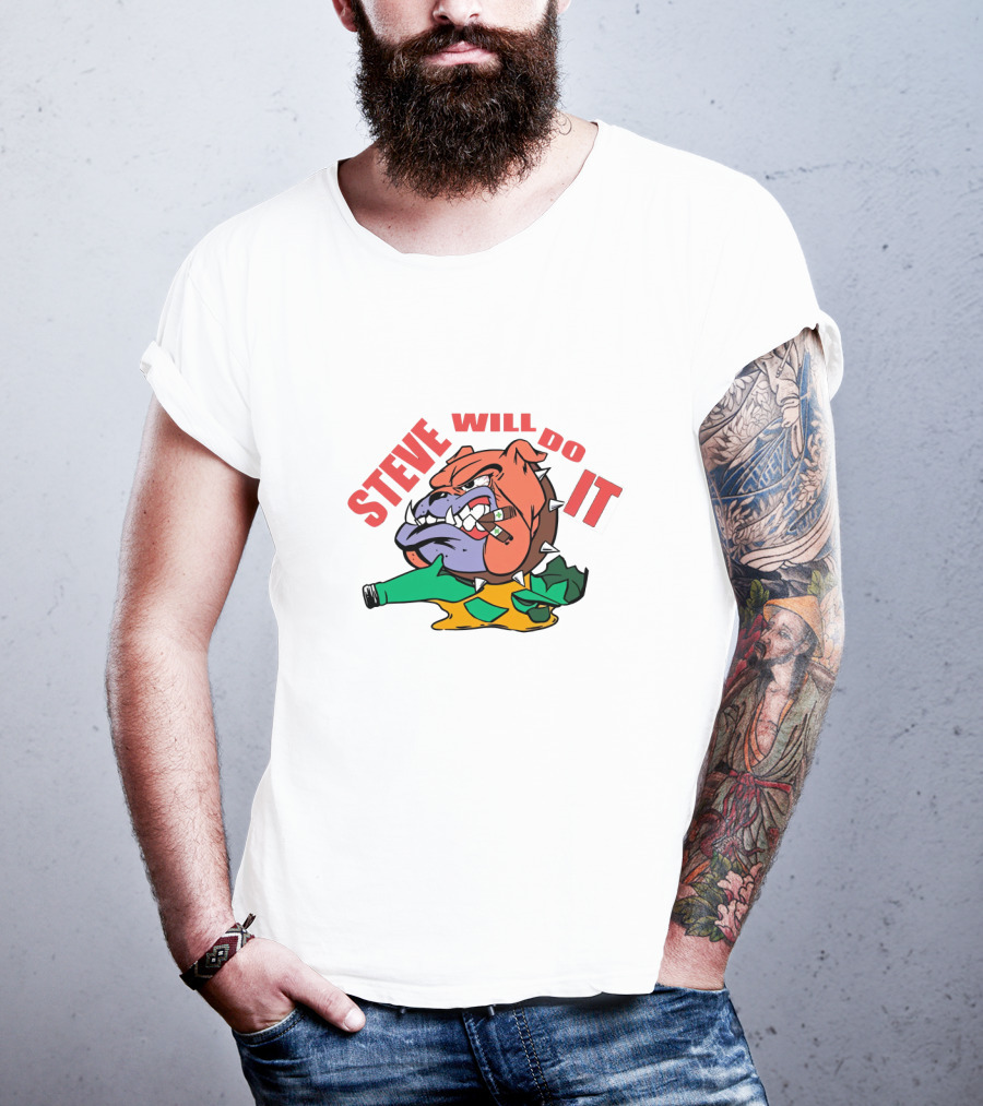 STEVE WILL DO IT Angry Alligator With Broken Bottle T-Shirt