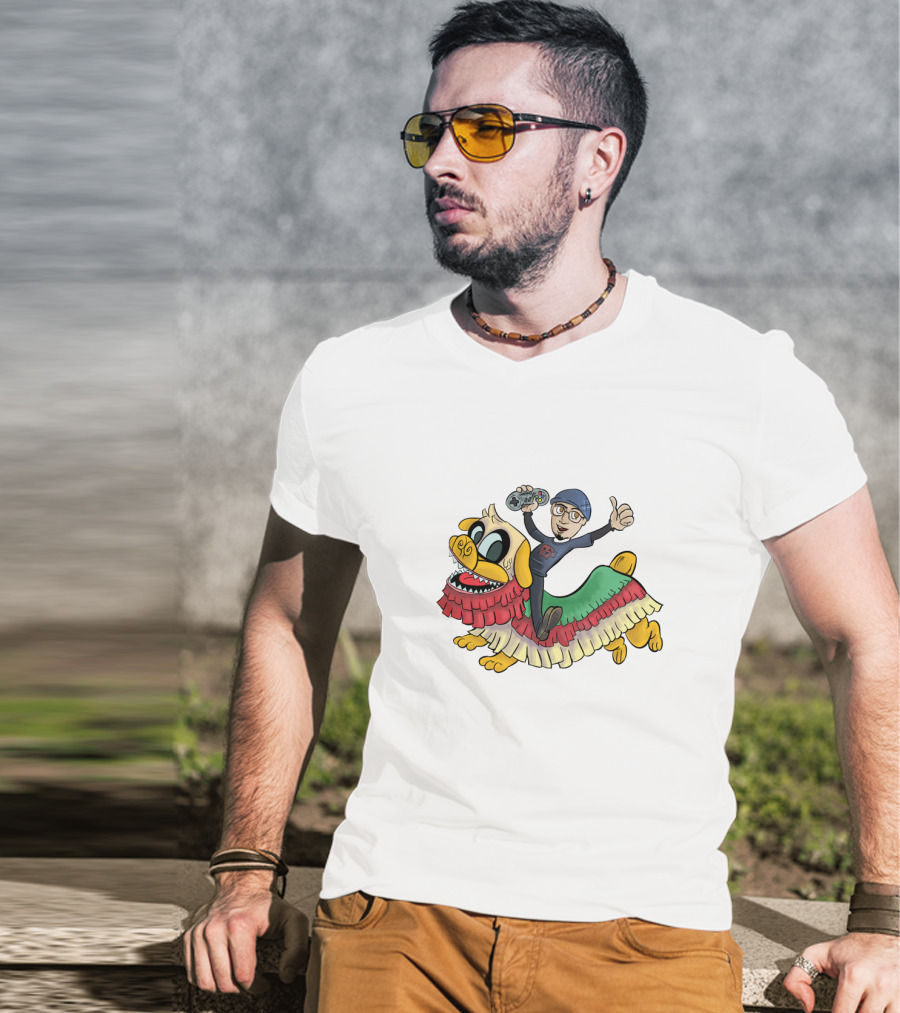 Northernlion Gamer On Lion Dance Ride With Game Controller T-Shirt