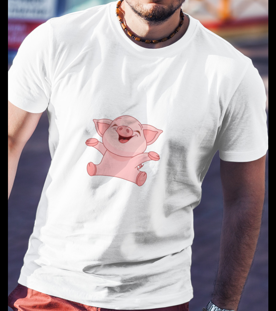 Piggy Minitoon Happy Cartoon Pig Character T-Shirt