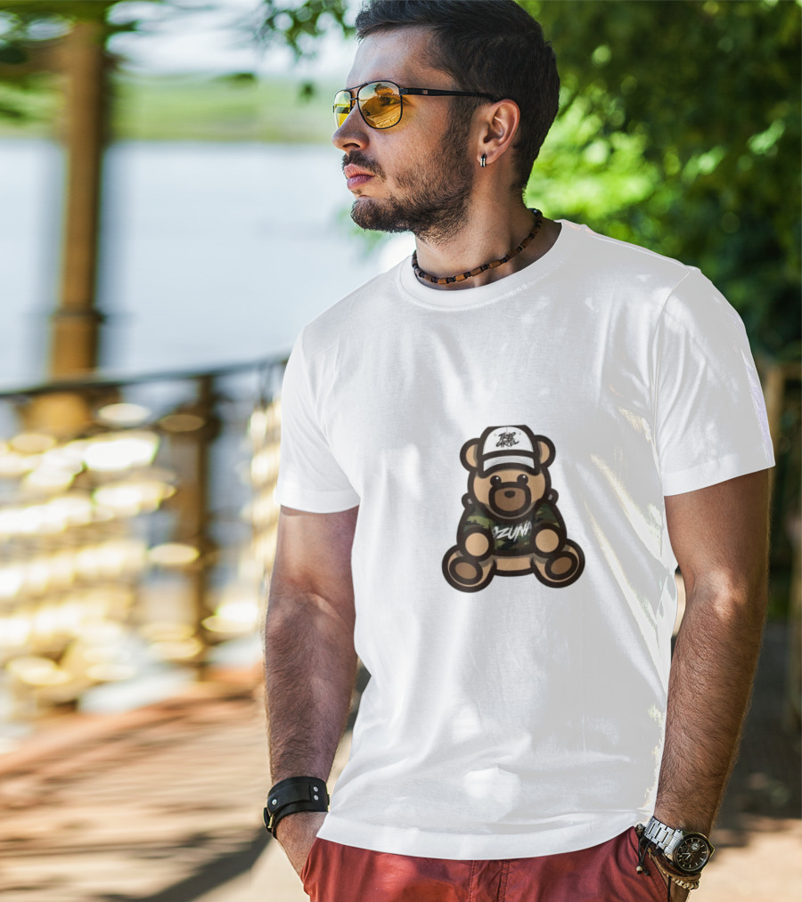 Ozuna Teddy Bear Wearing Camo Outfit And Trippy Gang Cap T-Shirt