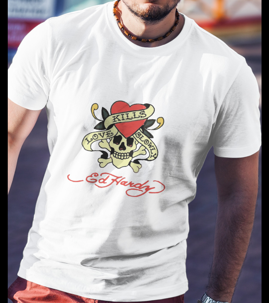 Ed Hardy Love Kills Slowly Skull Heart Tattoo T-Shirt