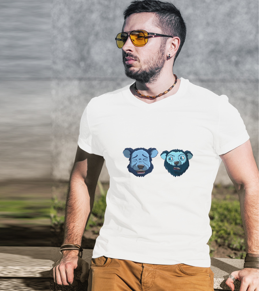 2 Bears 1 Cave Podcast Animated Bear Faces T-Shirt