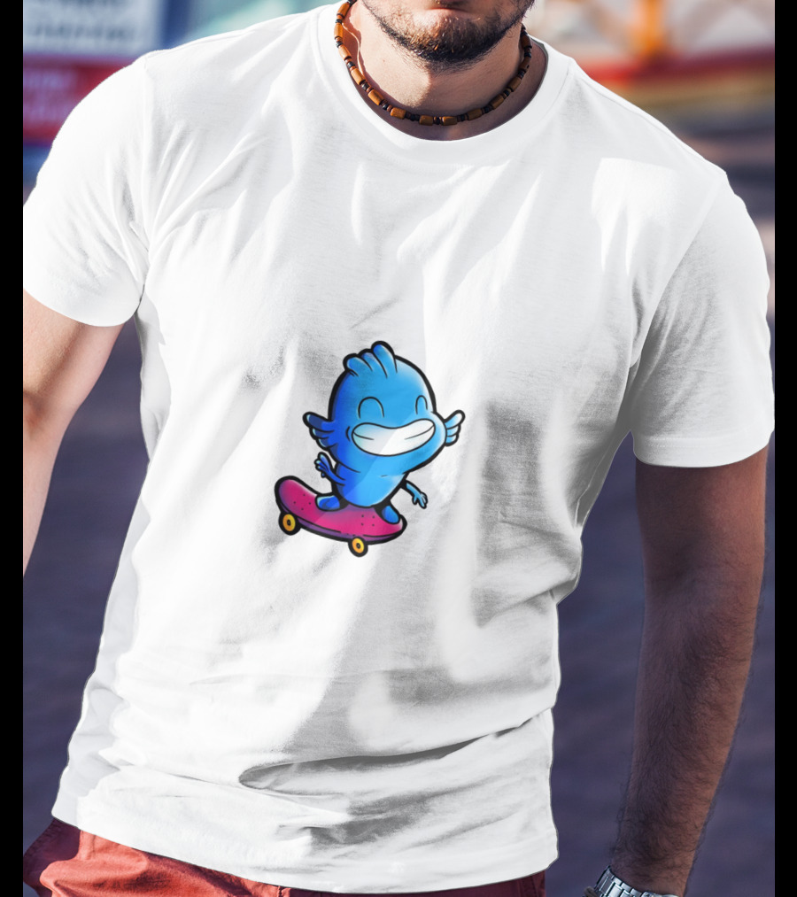 Gawx Blue Character Skateboarding Adventures T-Shirt