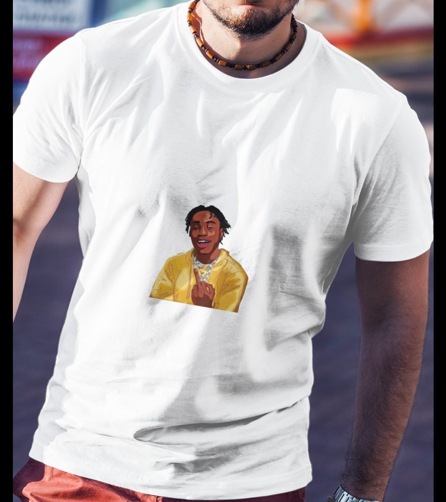 Lil Tjay Yellow Jacket Cartoon Pose T-Shirt