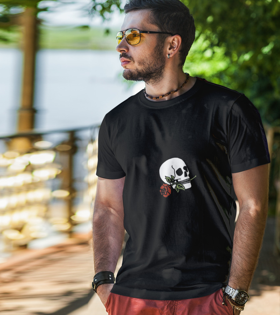 Lil Skies Skull With Red Rose T-Shirt
