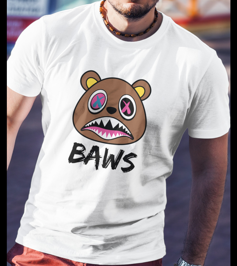 BAWS Pink And Blue Cross-Eyed Bear T-Shirt