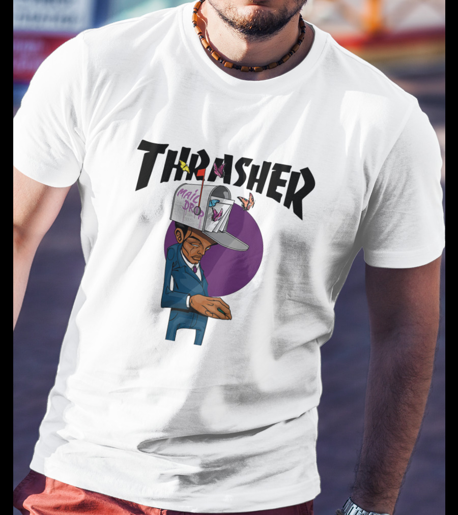 THRASHER Mail Drop Cartoon Character With Butterflies T-Shirt